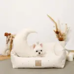 撥水お星さまとお月さま柄刺繍キルティングクッションベッド