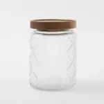 レトロ柄ウッド蓋ガラスキャニスター