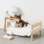 フリル組み立てウッドベッド