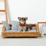 スクエアラタンベッド　クッション付き