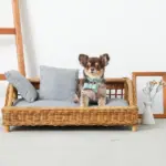 スクエアラタンベッド　クッション付き