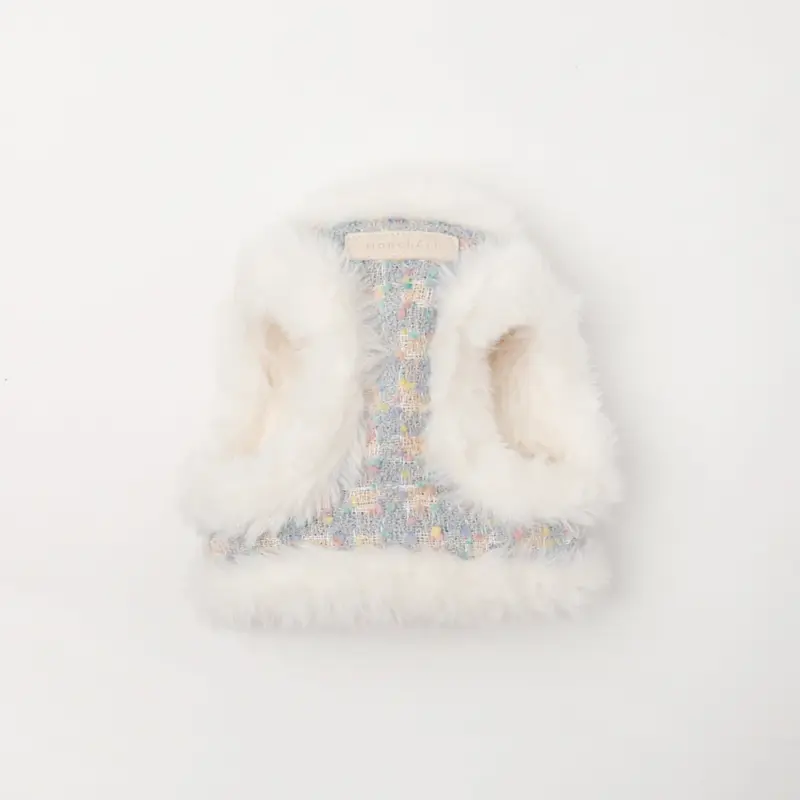 ツイードチェックファーハーネス+リードSET【名入れ刺繍対応】