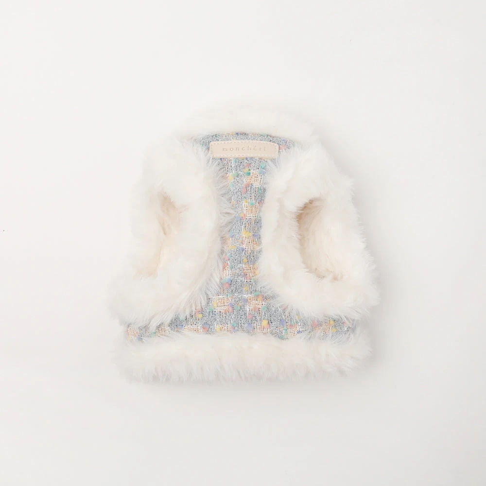 product_image_1763949739 ツイードチェックファーハーネス+リードSET【名入れ刺繍対応】