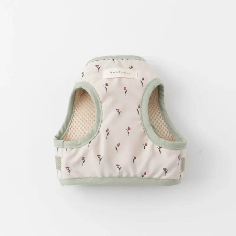 チューリップ柄ハーネス+リードSET【名入れ刺繍対応】