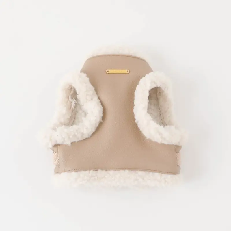 エコレザーボアMIXハーネス+リードSET【名入れ刺繍対応】